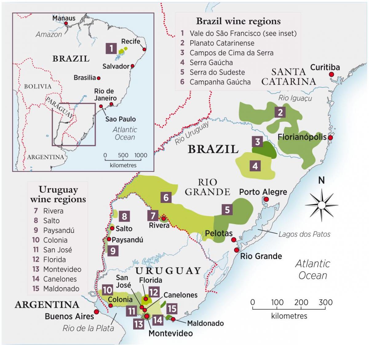 Peta dari Uruguay anggur